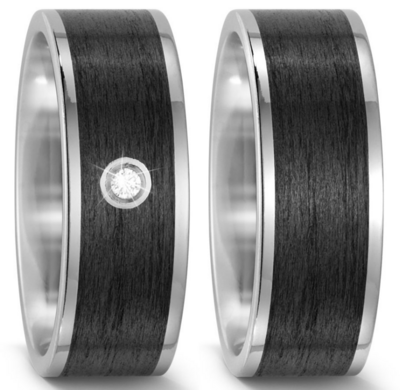 Trouwringen Titanium met Carbon