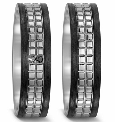 Trouwringen Titanium met Carbon