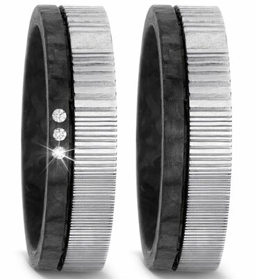 Trouwringen Titanium met Carbon