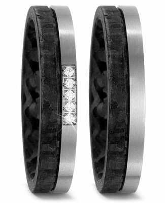 Trouwringen Titanium met Carbon