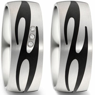 Trouwringen Titanium met Carbon