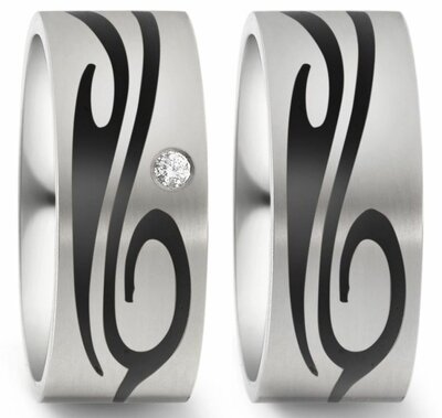 Trouwringen Titanium met Carbon