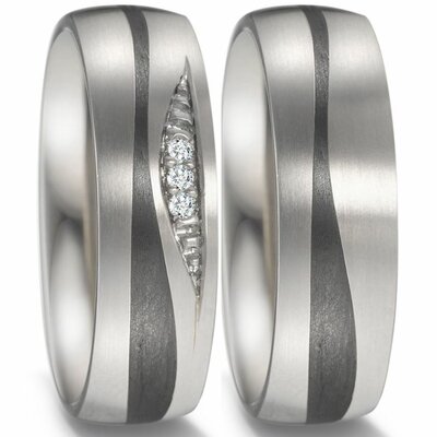 Trouwringen Titanium met Carbon
