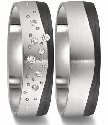 Trouwringen Titanium met Carbon