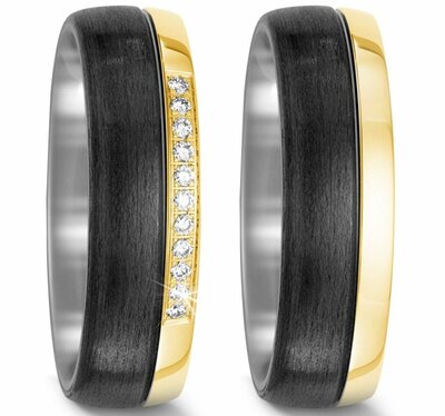 Trouwringen Titanium met Carbon