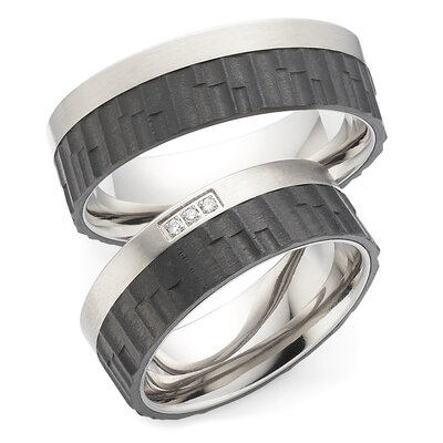Trouwringen Titanium met carbon
