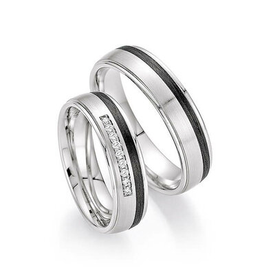 Trouwringen Titanium met carbon
