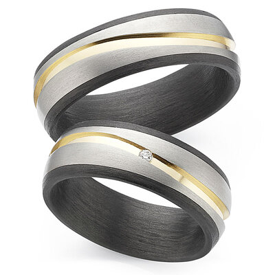 Trouwringen Titanium met carbon