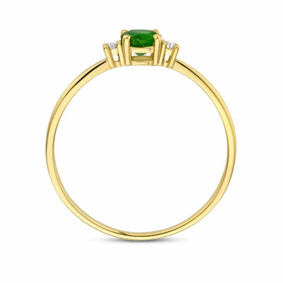 ring trilogie smaragd en diamant 0.03ct (2x 0.015ct) h p1