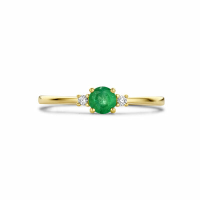 ring trilogie smaragd en diamant 0.03ct (2x 0.015ct) h p1