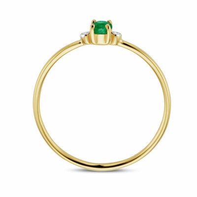 ring trilogie smaragd en diamant 0.006ct h p1