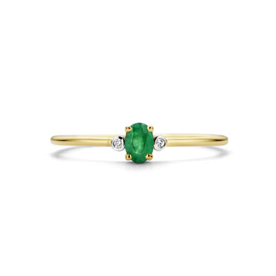 ring trilogie smaragd en diamant 0.006ct h p1