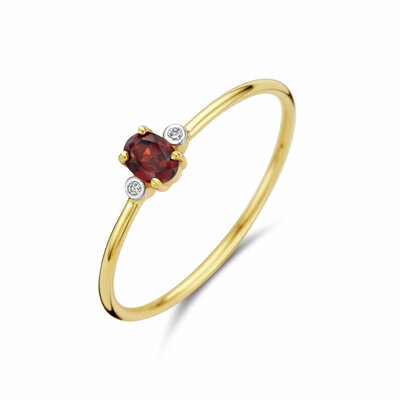ring trilogie granaat en diamant 0.006ct h p1