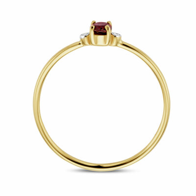 ring trilogie granaat en diamant 0.006ct h p1