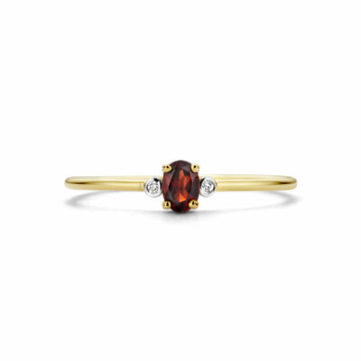 ring trilogie granaat en diamant 0.006ct h p1