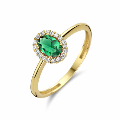 ring groen en wit zirkonia halo