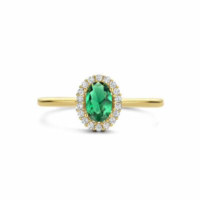 ring groen en wit zirkonia halo
