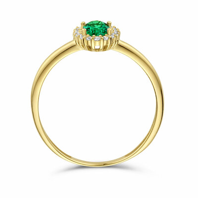 ring groen en wit zirkonia halo