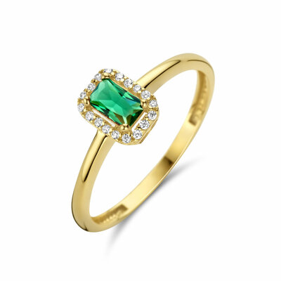 ring groen en wit zirkonia halo
