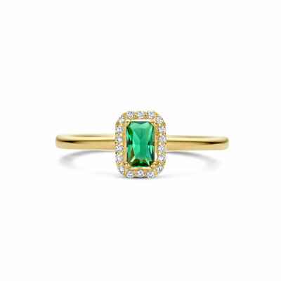ring groen en wit zirkonia halo