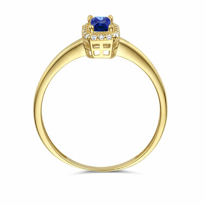 ring synth. saffier en zirkonia halo