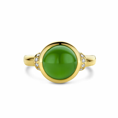 ring groen agaat en diamant 0.08ct h si