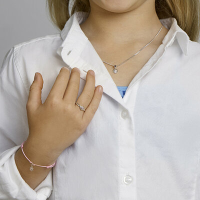 ring bloem roze zirkonia