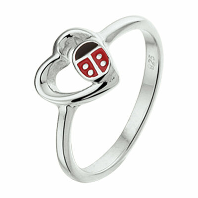 ring hart en lieveheersbeestje emaille