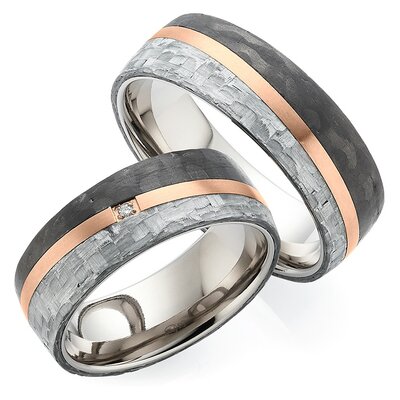 Trouwringen Titanium met carbon