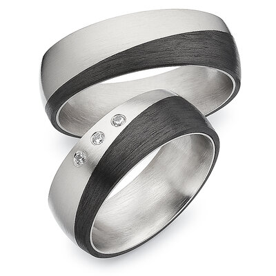Trouwringen Titanium met carbon