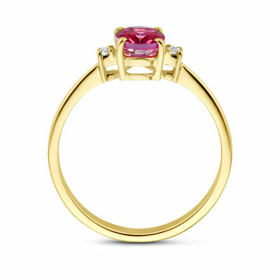 ring trilogie roze topaas en diamant 0.04ct h si