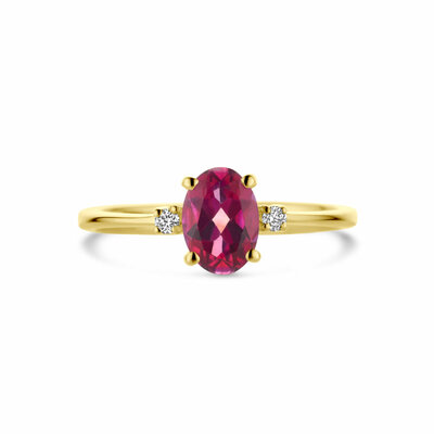 ring trilogie roze topaas en diamant 0.04ct h si