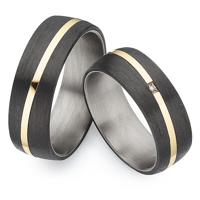 Titanium/Carbon Trouwringen