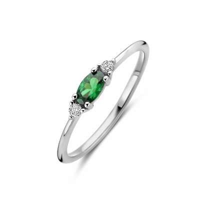 ring wit en groen zirkonia