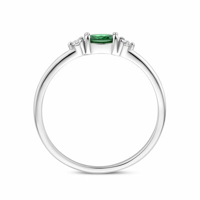 ring wit en groen zirkonia