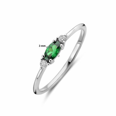 ring wit en groen zirkonia