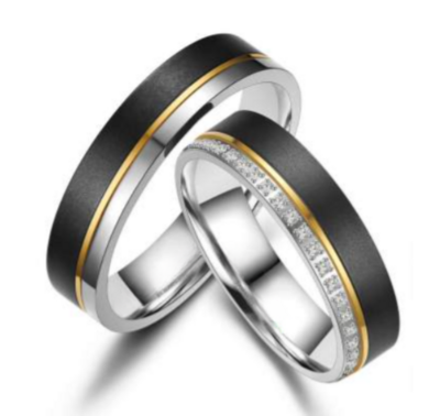 Zwarte  titanium met zirkonium ringen