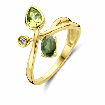 ring groen toermalijn, peridot en diamant 0.03ct h si
