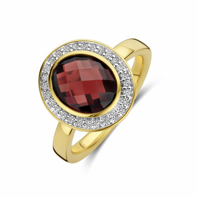 ring granaat en diamant 0.18ct h si