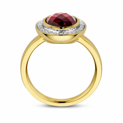 ring granaat en diamant 0.18ct h si