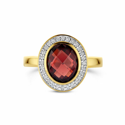 ring granaat en diamant 0.18ct h si