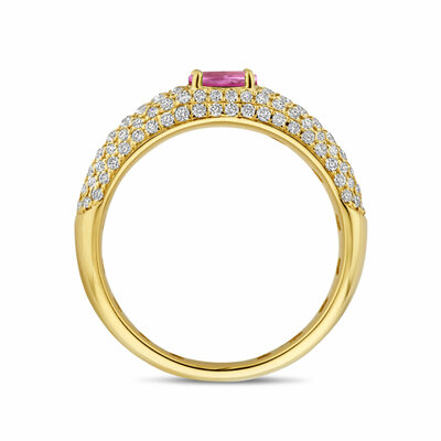 ring roze saffier en diamant 0.65ct si