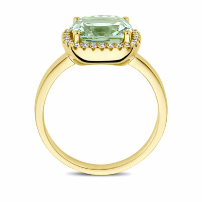 ring groen amethist en diamant 0.14ct h si
