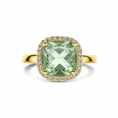 ring groen amethist en diamant 0.14ct h si