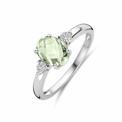 ring groen amethist en zirkonia