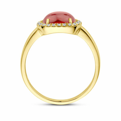 ring granaat en diamant 0.09ct h si halo