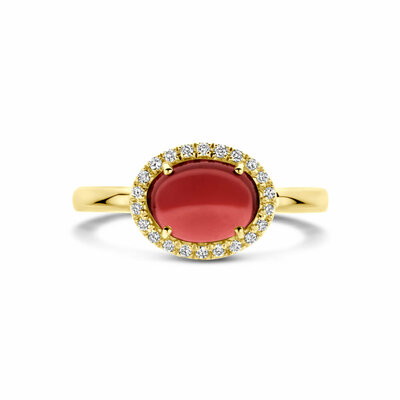 ring granaat en diamant 0.09ct h si halo