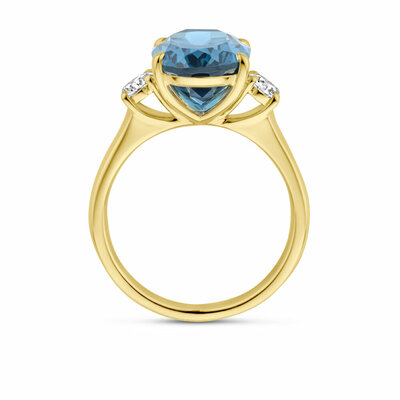ring trilogie lab grown london blue topaas en diamant 0.35ct h si