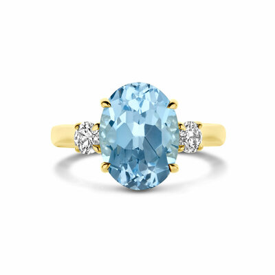 ring trilogie lab grown sky blue topaas en diamant 0.35ct h si
