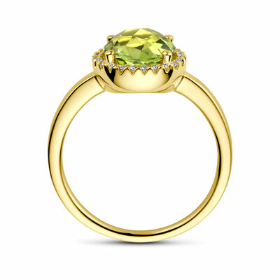 ring peridot en diamant 0.09ct h si
